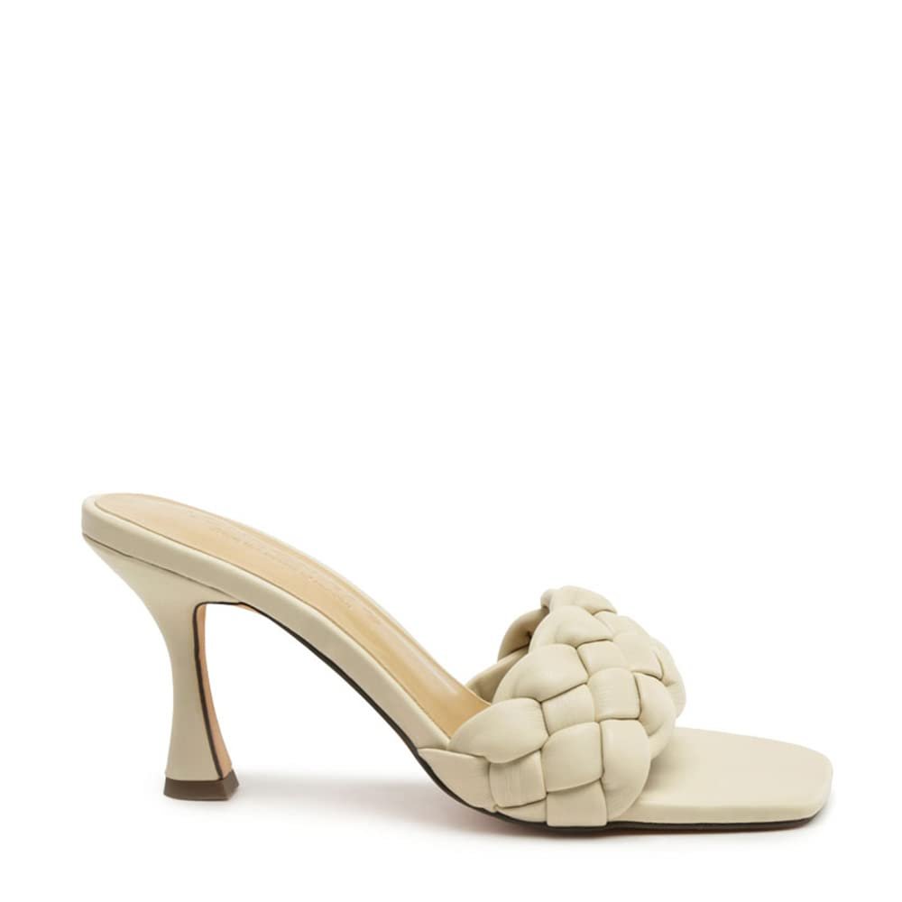 London Rag Women's Woven Strap Spool Heel Sandals