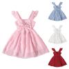 Toddler Patchwork Dresses Toddler Girls Fly Sleeve Butterfly Tulle Suspenders Dress Dance Party (Pink, 9-12 Months) view 2