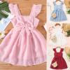 Toddler Patchwork Dresses Toddler Girls Fly Sleeve Butterfly Tulle Suspenders Dress Dance Party (Pink, 9-12 Months) view 4