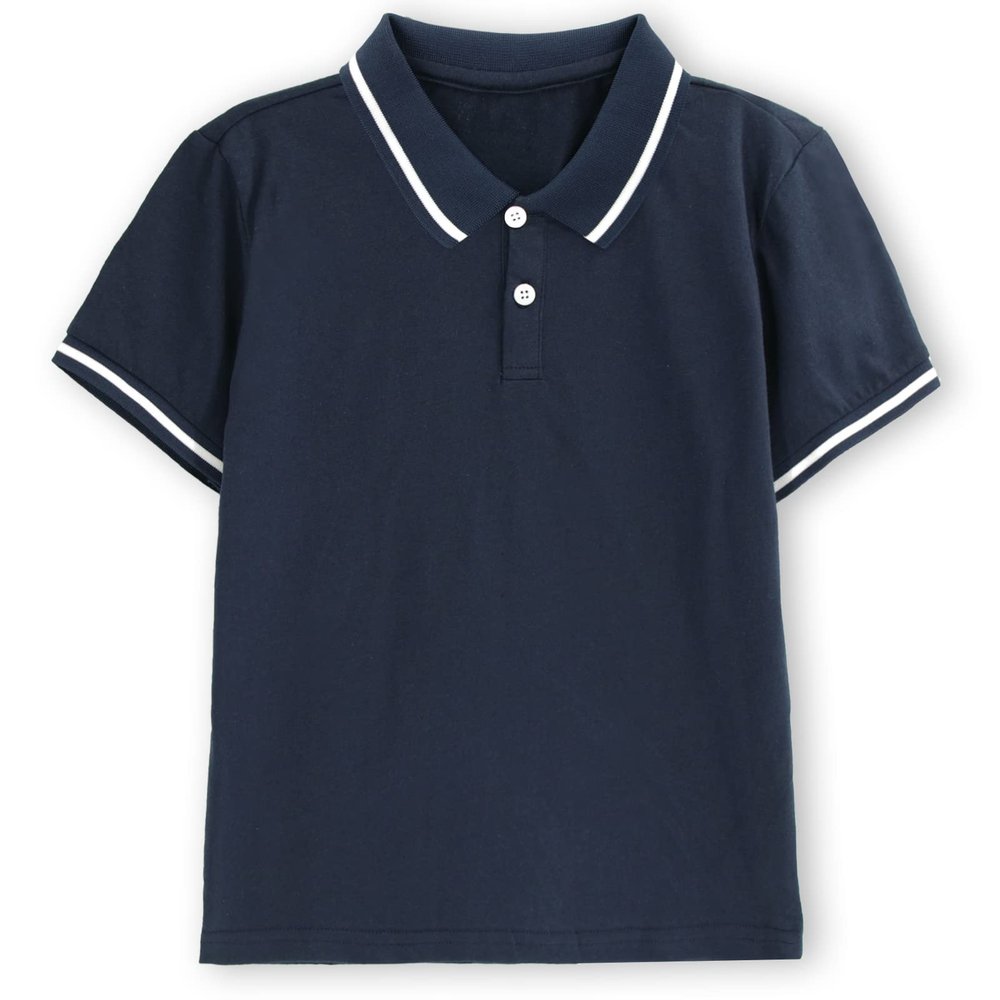 ACESTAR Boys Short Sleeve Polo Shirt Kids Plain School Uniform Polo Shirt for Boys and Girls (Navy Blue,130/5-6 Years)