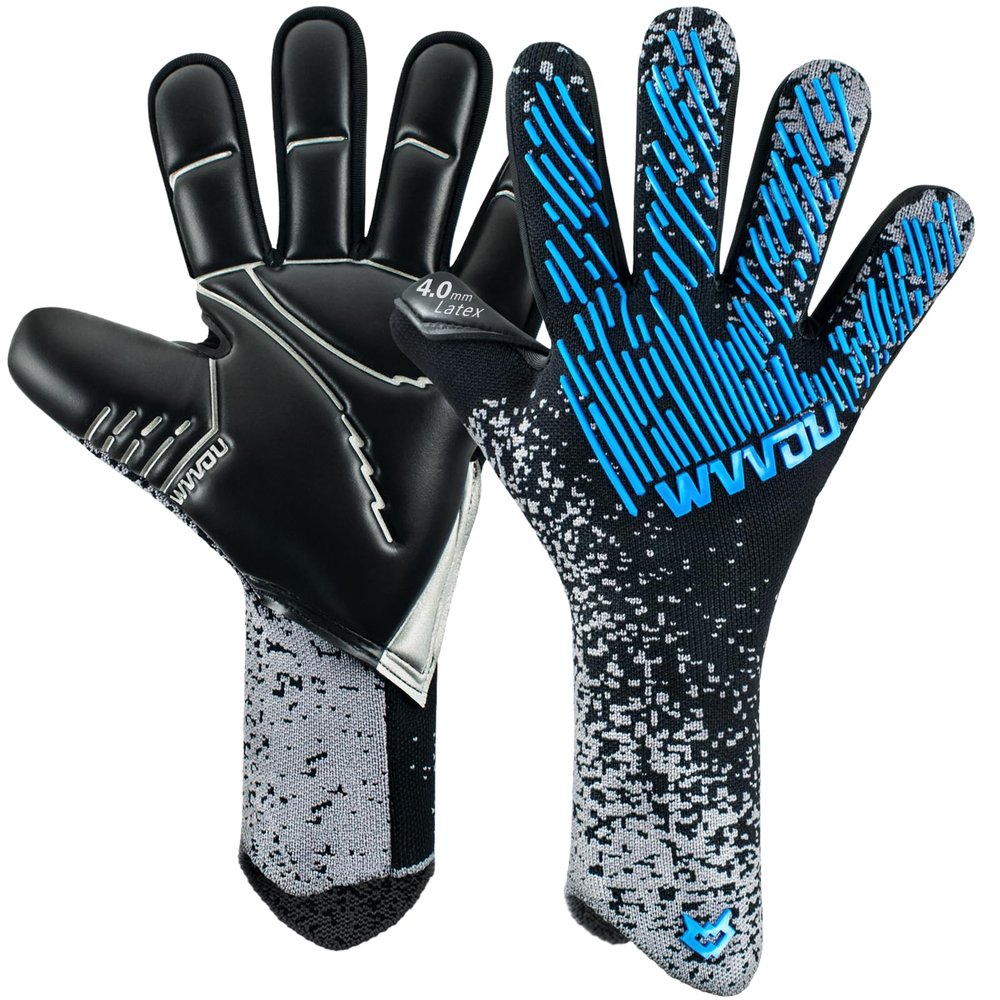 WVVOU Soccer Goalie Goalkeeper Gloves for Youth & Adult, Enhanced Latex Palm Grip, Breathable Knitted Fabric, Suitable for Game & Training, Blue, Size 10