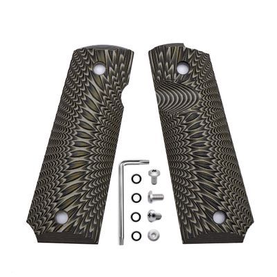 1911 G10 Grips Full Size Government/Commander Ambi Safety Cut - Starburst Texture Coyote - Screw Set Included