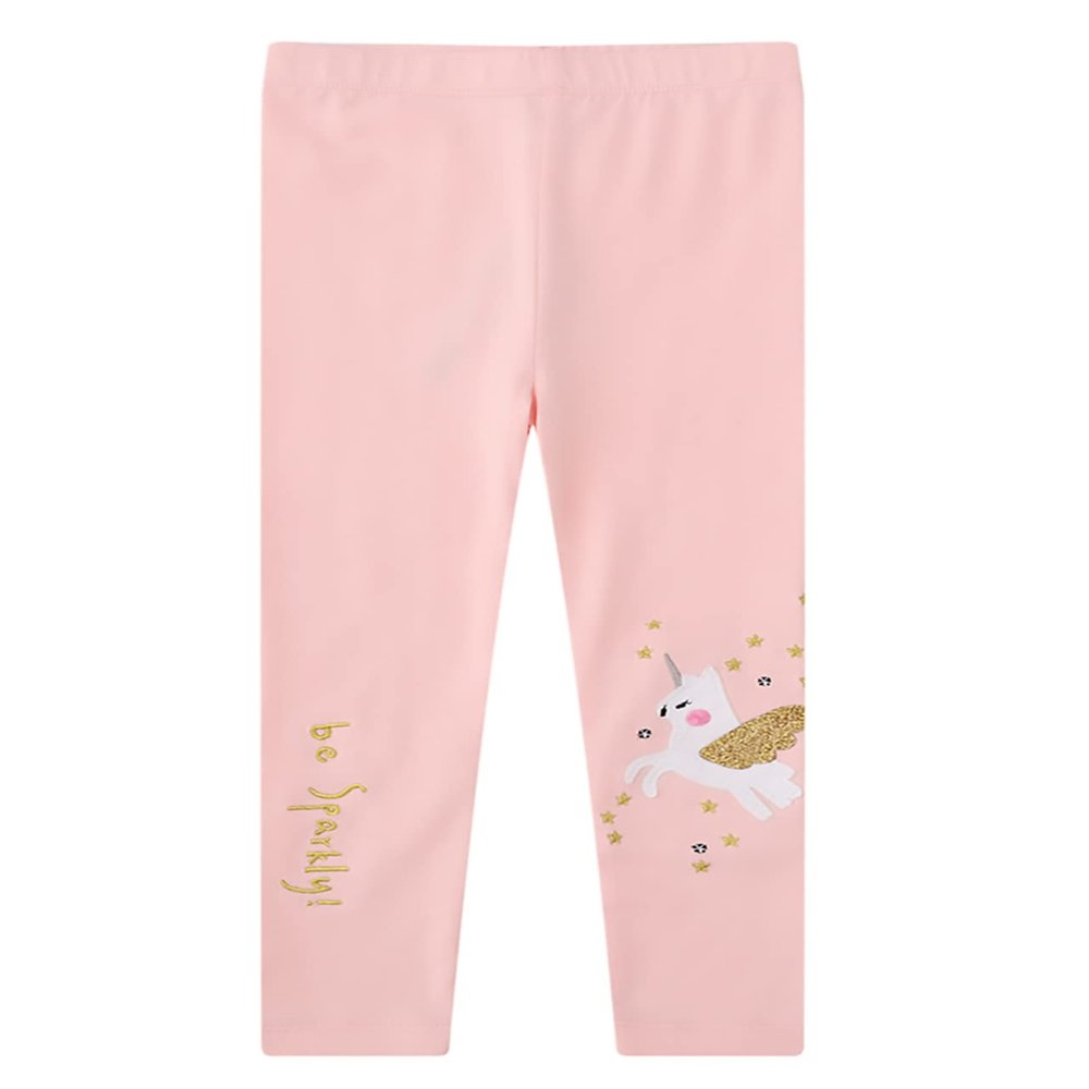 KISSOURBABY Girls Toddlers Leggings Fashion Stretch Pants Comfortable Bottoms-Pink Unicorn be Sparkly-2T