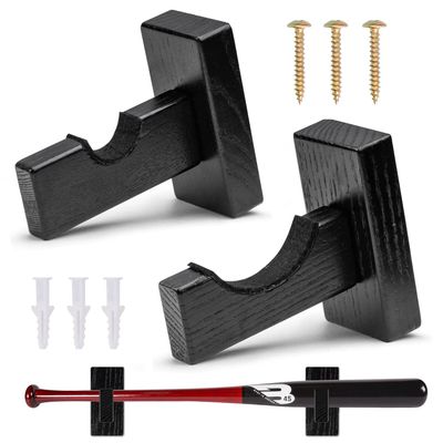 Solid Wood Baseball Bat Display Case - Horizontal Rack, Sturdy Stand, Softball Holder (1PC Bat Case)