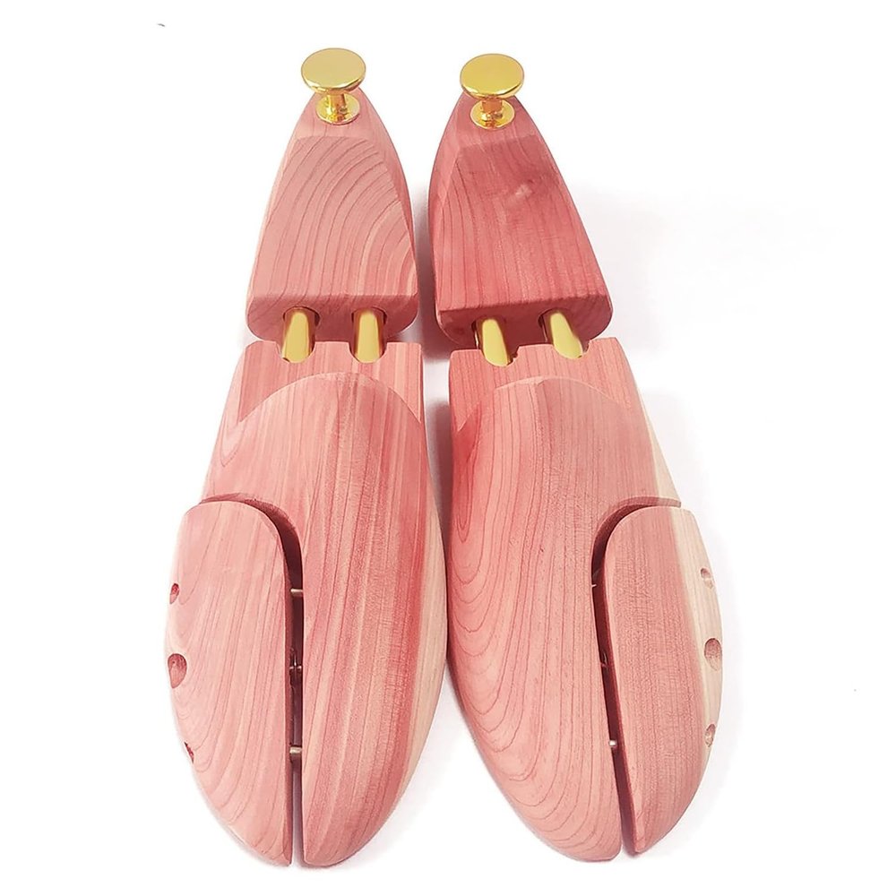 1 Pairs Twin Tube USA Grown Red Cedar Wood Adjustable Width Shoe Shaper For Men Women Shoe Tree, Crease Protector (L(Fits Shoe Sizes: EU 43-44/US 9.5-10))