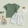 Sejardin Toddler Baby Boy Summer Clothes Mamas Little Boy Short Sleeve T Shirt Tops Infant Rolled Drawstring Shorts Set (Mamas Boy Green, 0-6 Months) view 3