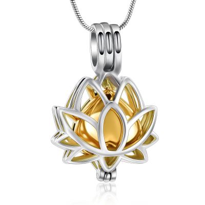 VCCWYQK Cremation Jewelry Lotus Urn Necklace for Ashes for Women, Hollow Lotus Flower Shape Cremation Jewelry for Ashes