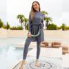 Muslim Swimsuits for Women Hijab Burkini Arabic Dress Long Sleeve Muslim Dress Top Pants Rash Guard 3 Pcs Islamic Hijab Bathing Suit Modest Swimsuits for Women Top and Bottoms Swimwear Grey L view 4