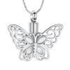 VCCWYQK Butterfly Urn Necklace for Ashes Stainless Steel Keepsake Memorial Urn Locket for Ashes Cremation Jewelry view 1