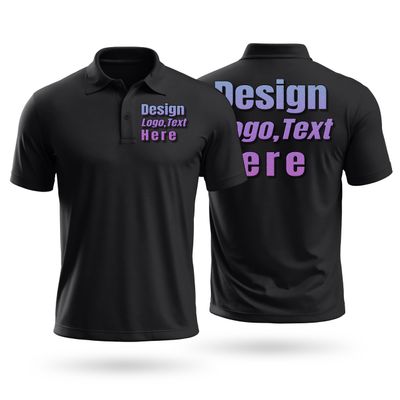 Custom Polo Design Your Own: Personalized Company Business Work Shirts for Men Women - Customized Front Back Embroidery Text Black Small
