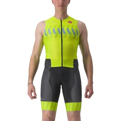 CASTELLI Free Sanremo 2 Sleeveless Tri Suit - Men's, Electric Lime/Niagara Blue, S
