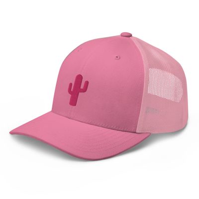 RIVEMUG Women Cactus Tree Pink Embroidery Trucker Hat Western Cowgirl Rodeo Baseball Cap Adjustable Cowboy Snapback for Women