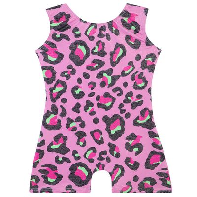 Gymnastics Leotards for Girls 6 7 Kid Dance Outfit Sparkly Leopard Pink Biketard Toddlers Child (A Pink Leopard, 6-7 Years)