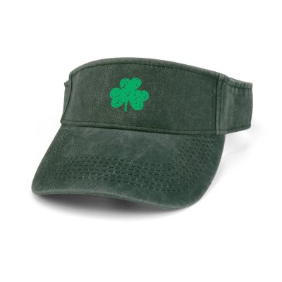 Distressed Luck Clover Sun Visor Hat Adjustable Sports Visor Cap Cotton Sun Protection Cap
