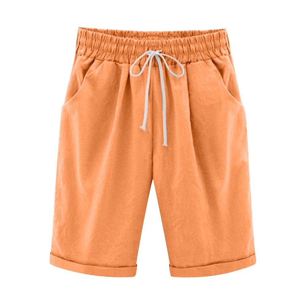 Uillui Women's Bermuda Shorts Cute Casual Lounge Shorts Teen Girls Trendy Lightweight Relaxed Fit Comfy Cotton Linen Shorts