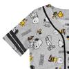 Peanuts Ladies Snoopy Baseball Jersey Snoopy Charlie Brown, Woodstock, Linus Mesh Button Down Baseball Jersey (Grey Black, Small) view 3