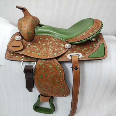 Premium Leather Western Barrel Racing Horse Saddle saba International (14 Inch)