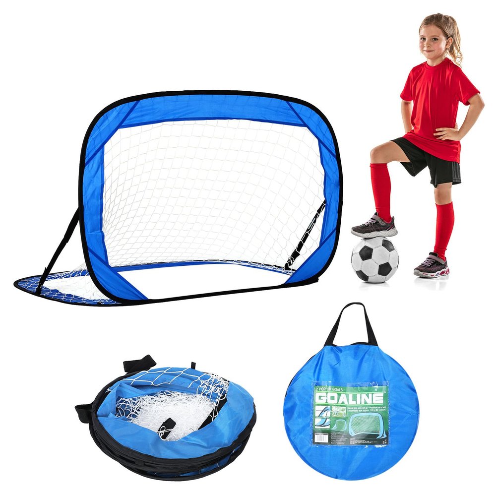 PATIKIL 4x3ft Portable Soccer Goal, Foldable Soccer Net with Carry Bag for Training Folding Indoor Outdoor Goal for Backyard Youth Soccer Practice, Blue