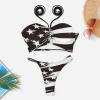 American US Flag Black and White Women's Two Piece Bikini Set Halter Neck Swimsuit Bathing Suits Sexy Swimwear M view 3