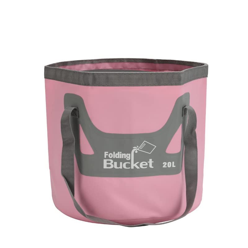 Collapsible Bucket,5 Gallon Portable Folding Water Portable Collapsible Wash Basin,Water Container Fishing Bucket for Travelling Camping Hiking Fishing Gardening (Light Pink, 20L)
