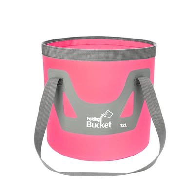 HMTRADE Collapsible Bucket,5 Gallon Portable Folding Water Portable Collapsible Wash Basin,Water Container Fishing Bucket for Travelling Camping Hiking Fishing Gardening (Pink, 12L)