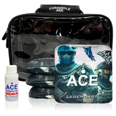 CornholeAce Legendary - Military - ACE Pro Bag Kit: 4 Bags + Break-in Kit + Carry Case - Professional Cornhole Bags Dual Sided Slick Stick