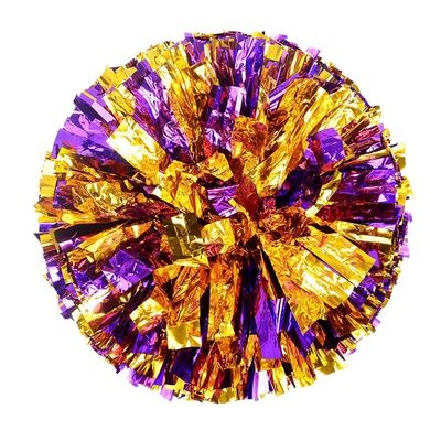 1Pc Plastic Double Hole Handle Cheerleader Pom Poms Metallic Streamer Club Sport Supplies Dance Party Club Decorator Tools (Color : 28cm-Purple Gold)