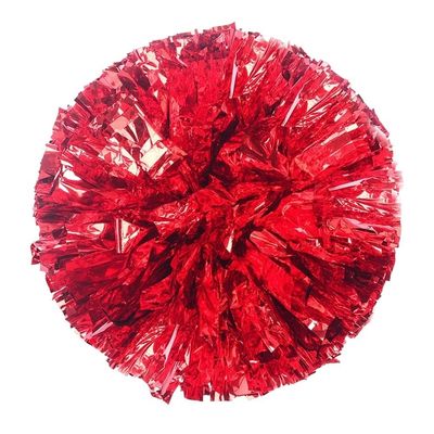 1Pc Plastic Double Hole Handle Cheerleader Pom Poms Metallic Streamer Club Sport Supplies Dance Party Club Decorator Tools (Color : 28cm-Red)