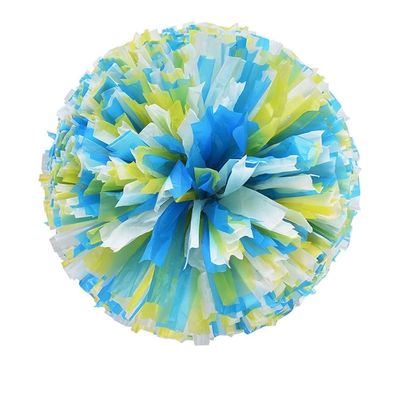 1Pc Plastic Double Hole Handle Cheerleader Pom Poms Metallic Streamer Club Sport Supplies Dance Party Club Decorator Tools (Color : 30cm-Blue Yellow)