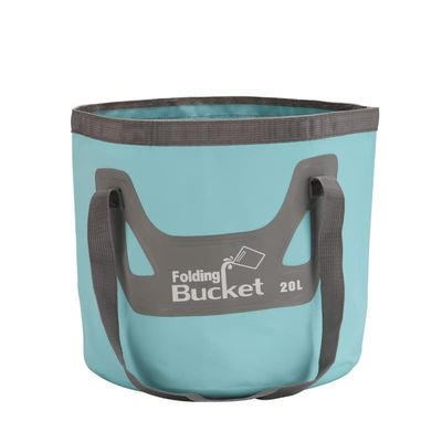 HMTRADE Collapsible Bucket,5 Gallon Portable Folding Water Portable Collapsible Wash Basin,Water Container Fishing Bucket for Travelling Camping Hiking Fishing Gardening (Light Blue, 20L)