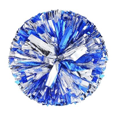 1Pc Plastic Double Hole Handle Cheerleader Pom Poms Metallic Streamer Club Sport Supplies Dance Party Club Decorator Tools (Color : 28cm-Blue Silver)