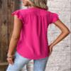 AIEBO Women's Shirts Women's Tops Shirts for Women Solid Ruffle Trim Blouse (Color : Hot Pink, Size : Small) view 2