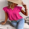 AIEBO Women's Shirts Women's Tops Shirts for Women Solid Ruffle Trim Blouse (Color : Hot Pink, Size : Small) view 4