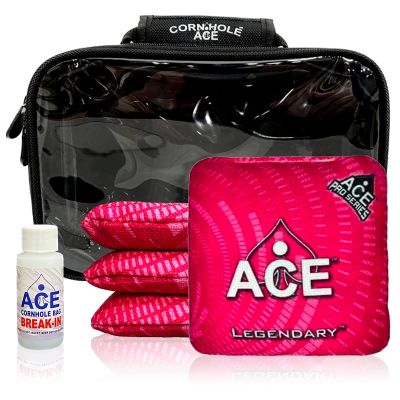 CornholeAce Legendary - Pink - ACE Pro Bag Kit: 4 Bags + Break-in Kit + Carry Case - Professional Cornhole Bags Dual Sided Slick Stick