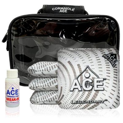 CornholeAce Legendary - White - ACE Pro Bag Kit: 4 Bags + Break-in Kit + Carry Case - Professional Cornhole Bags Dual Sided Slick Stick