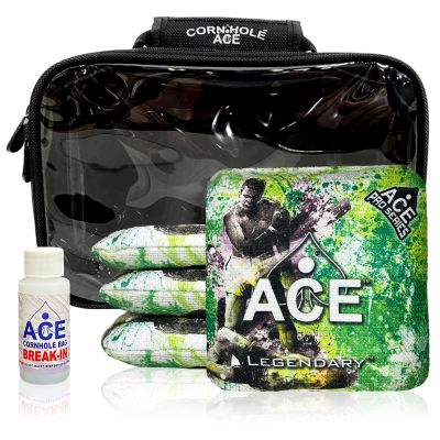 CornholeAce Legendary - Boxer - ACE Pro Bag Kit: 4 Bags + Break-in Kit + Carry Case - Professional Cornhole Bags Dual Sided Slick Stick