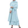Abayas Muslim Dress for Women Long Sleeve Islamic Abaya Dubai Kaftan Dresses Middle East Prayer Dress Open Front Maxi Cardigan Dress Modest Abaya Robe Gown Prayer Clothes for Muslim Women Blue L view 1