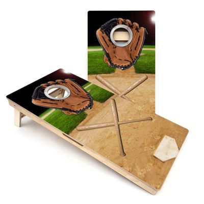 Skip's Garage Baseball Bats Cornhole Boards - Includes (2) Boards (NO Bags) + (1) Case & (2) Edge Lights