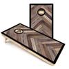 Skip's Garage Herringbone with Border Cornhole Boards - Includes (2) Boards (NO Bags) + (2) Board Hole Lights view 1