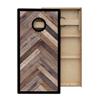 Skip's Garage Herringbone with Border Cornhole Boards - Includes (2) Boards (NO Bags) + (2) Board Hole Lights view 2