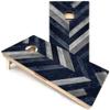 Skip's Garage Blue & Grey Herringbone Cornhole Boards - Includes (2) Boards (NO Bags) + (1) Black Carrying Case view 1