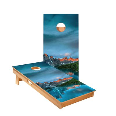 Skip's Garage Mountain Range Cornhole Boards - Includes (2) Boards (NO Bags) + (2) Board Edge Lights