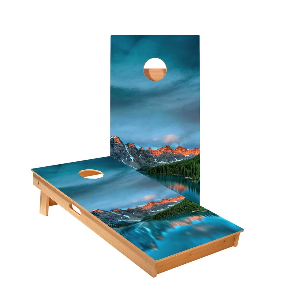 Skip's Garage Mountain Range Cornhole Boards - Includes (2) Boards (NO Bags) + (2) Board Edge Lights