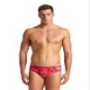 ARENA Mens Swim Brief Puzzled Team Print MaxLife Athletic Swimwear Professional Training Swimsuit Sports Bathing Suit, Red/Red Multi, US Size 42 view 1