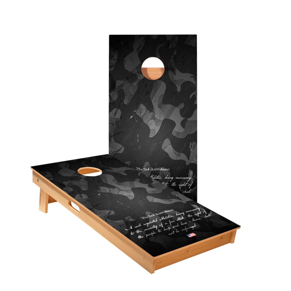Skip's Garage Second Amendment Cornhole Boards - Includes (2) Boards (NO Bags) + (1) Case & (2) Hole Lights