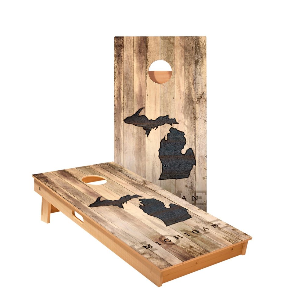 Skip's Garage Michigan Rustic Cornhole Boards - Includes (2) Boards (NO Bags) + NO Additional Accessories