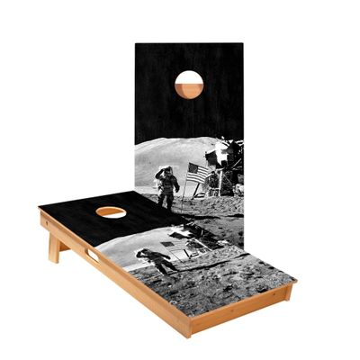 Skip's Garage Moon Landing Cornhole Boards - Includes (2) Boards (NO Bags) + (1) Black Carrying Case