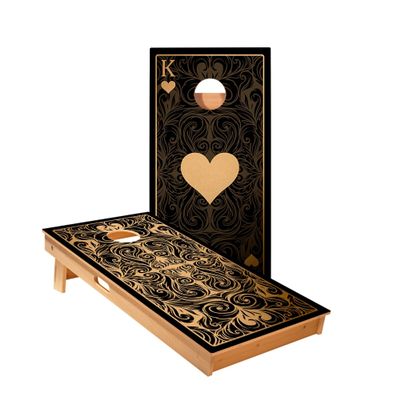 Skip's Garage King of Hearts Cornhole Boards - Includes (2) Boards (NO Bags) + (1) Black Carrying Case