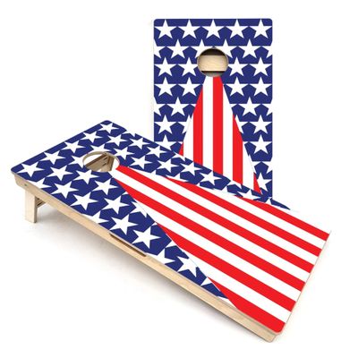 USA Stars and Stripes Triangle Cornhole Boards - Includes (2) Boards (NO Bags) + (1) Black Carrying Case