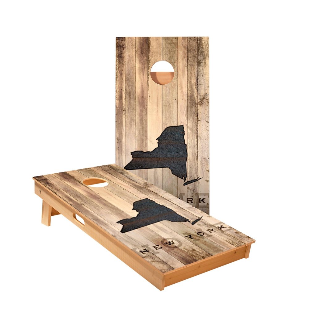 Skip's Garage New York Rustic Cornhole Boards - Includes (2) Boards (NO Bags) + NO Additional Accessories